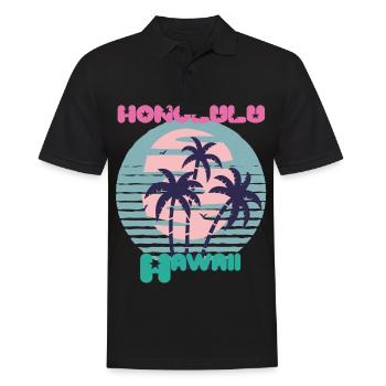 Palme Hawaii Honolulu Vacation Beach Ocean - Männer Poloshirt - Schwarz - Vorne - Kai (181cm)