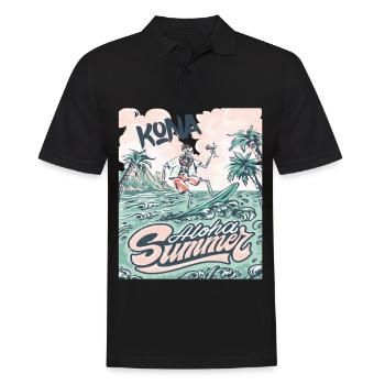 Kona Surfing Hawaii Holiday Palm Beach Ocean - Men's Polo Shirt - black - Front - Kai (181cm)