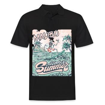 Surf Californie Malibu Vacances Plage Surf - Polo Homme - noir - Devant - Kai (181cm)