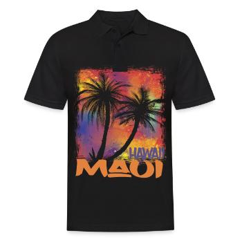 Maui Hawaii Palms Retro Ocean Surfing - Men's Polo Shirt - black - Front - Kai (181cm)