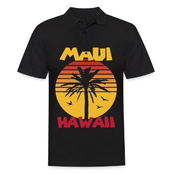 Maui Vacances Hawaï Palmiers Plage Océan Surf - Polo Homme - noir - Devant - Kai (181cm)