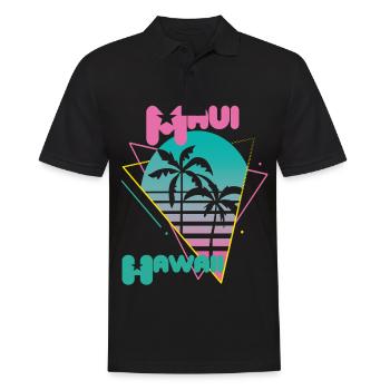 Vacances rétro Maui Hawaï Palmiers Plage Océan - Polo Homme - noir - Devant - Kai (181cm)