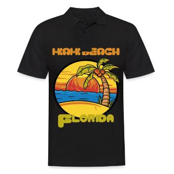 Florida Miami Beach Palmen Urlaub Ocean Surfing - Männer Poloshirt - Schwarz - Vorne - Kai (181cm)