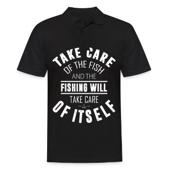 Kümmere dich um die Fische und das Fischen erledig - Männer Poloshirt - Schwarz - Vorne - Kai (181cm)