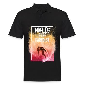 Naples Surfing Florida Urlaub Palme Strand Ozean - Männer Poloshirt - Schwarz - Vorne - Kai (181cm)