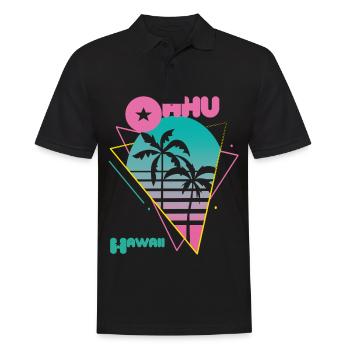 Retro Oahu Hawaii Palm Trees Surfing in the Ocean - Men's Polo Shirt - black - Front - Kai (181cm)