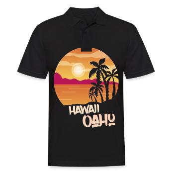 Oahu Family Vacation Hawaii Vacation Ocean Palm Trees - Men's Polo Shirt - black - Front - Kai (181cm)