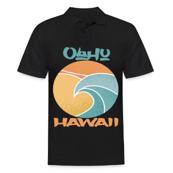 Oahu Vacation Hawaii Palm Trees Beach Ocean Surfing - Men's Polo Shirt - black - Front - Kai (181cm)