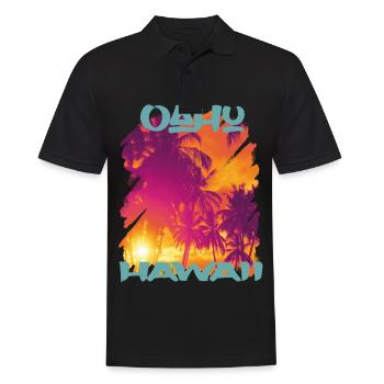 Retro Oahu Vacation Hawaii Palm Trees Beach Ocean - Men's Polo Shirt - black - Front - Kai (181cm)