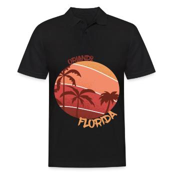 Florida Retro-Palme Orlando Urlaub Ocean Surfing - Männer Poloshirt - Schwarz - Vorne - Kai (181cm)