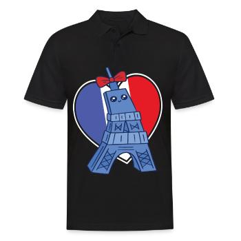 Tour Eiffel Souvenir Cœur Français Paris Franck - Polo Homme - noir - Devant - Kai (181cm)