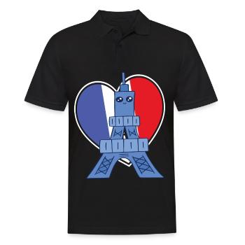 Eiffelturm Herz Frankreich Souvenir Kawaii Paris - Männer Poloshirt - Schwarz - Vorne - Kai (181cm)