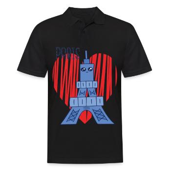 Paris-Coeur-Mignon Tour Eiffel-Français-France - Polo Homme - noir - Devant - Kai (181cm)
