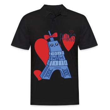 Love Paris Eiffel Tower Kawaii Parisian souvenir Fra - Men's Polo Shirt - black - Front - Kai (181cm)