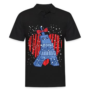 Paris Coeur Neige Tour Eiffel Kawaii Français S - Polo Homme - noir - Devant - Kai (181cm)