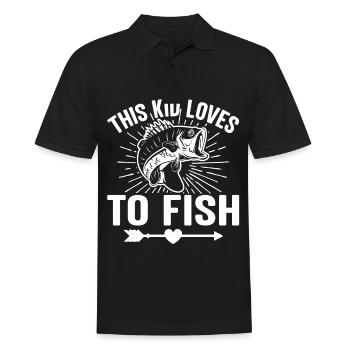 Cet enfant adore pêcher - - Polo Homme - noir - Devant - Kai (181cm)