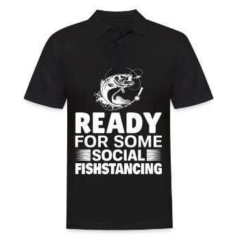 Bereit für ein bisschen soziales Fishstancing - - Männer Poloshirt - Schwarz - Vorne - Kai (181cm)