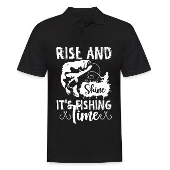 Rise And Shine It's Fishing Time 1 - - Men's Polo Shirt - black - Front - Kai (181cm)