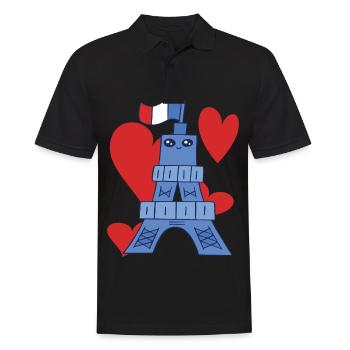 Cute Eiffel Tower Paris Kawaii Parisian souvenir - Men's Polo Shirt - black - Front - Kai (181cm)