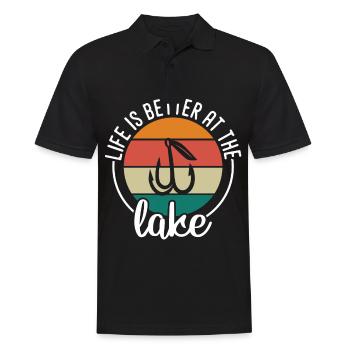 Life is better at Lake 1 - - Men's Polo Shirt - black - Front - Kai (181cm)
