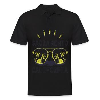 Sonnenbrille Kalifornien Sacramento Palmen Strand - Männer Poloshirt - Schwarz - Vorne - Kai (181cm)