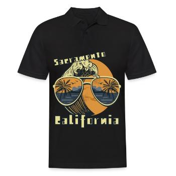 Palme Sonnenbrille Kalifornien Sacramento Beach Oc - Männer Poloshirt - Schwarz - Vorne - Kai (181cm)