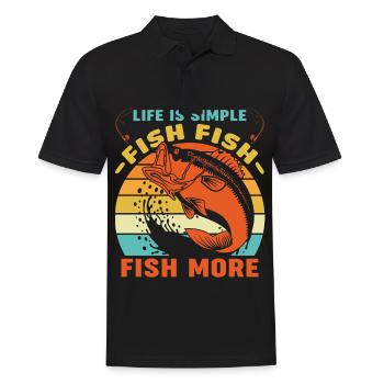 La vie est juste poisson poisson poisson plus - - Polo Homme - noir - Devant - Kai (181cm)