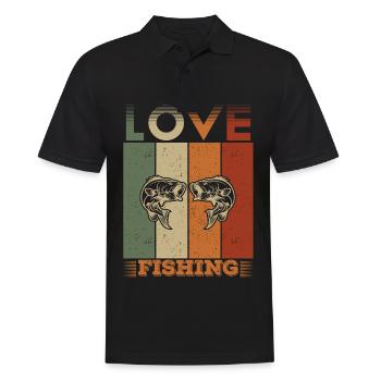 Love Fishing - - Men's Polo Shirt - black - Front - Kai (181cm)