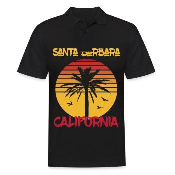 Californie Santa Barbara Vacances Palm Ocean Surf - Polo Homme - noir - Devant - Kai (181cm)