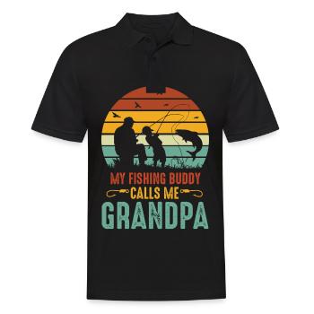 Mon compagnon de pêche m’appelle grand-père - - Polo Homme - noir - Devant - Kai (181cm)