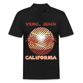 Retro Venice Beach Kalifornien Palmen Surfen im Oz - Männer Poloshirt - Schwarz - Vorne - Kai (181cm)