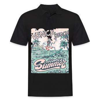 Vacances en famille Californie Venise Beach Palme Ozea - Polo Homme - noir - Devant - Kai (181cm)
