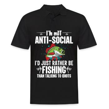 I'm not antisocial, I'd just rather fish - Men's Polo Shirt - black - Front - Kai (181cm)