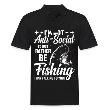 Ich bin nicht asozial, ich würde nur lieber fische - Männer Poloshirt - Schwarz - Vorne - Kai (181cm)