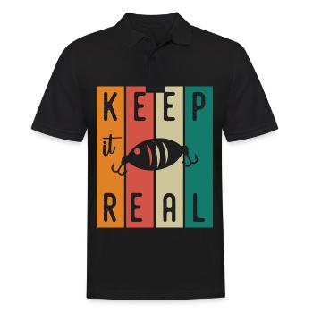 Keep It Real - - Männer Poloshirt - Schwarz - Vorne - Kai (181cm)