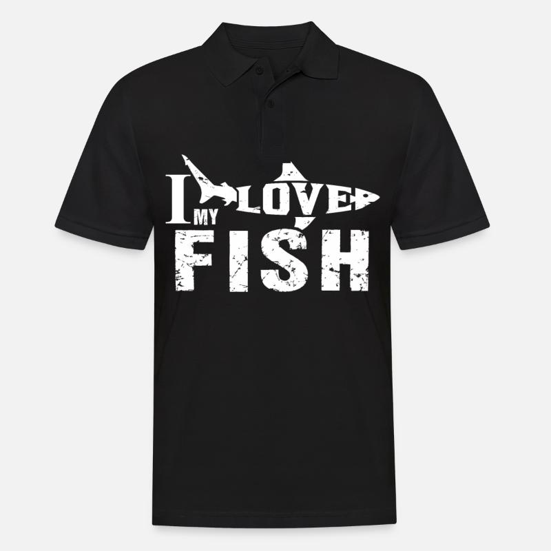 J’adore mon poisson - - Polo Homme - noir