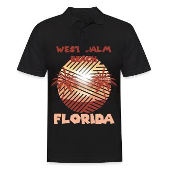 Rétro West Palm Beach Floride Palm Surf dans l’océan - Polo Homme - noir - Devant - Kai (181cm)