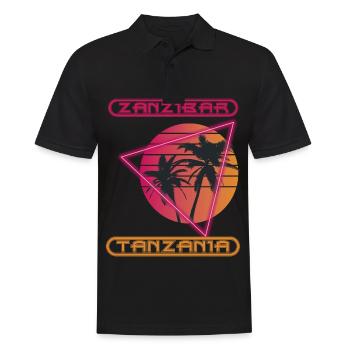 Zansibar Tansania Retro Palme Ozean Urlaub Surfen - Männer Poloshirt - Schwarz - Vorne - Kai (181cm)