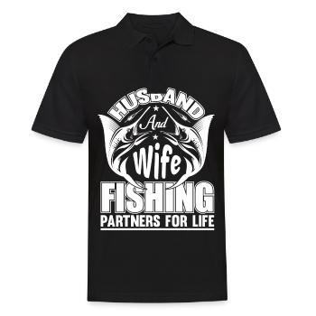 Mari et femme partenaires de pêche pour la vie - - Polo Homme - noir - Devant - Kai (181cm)