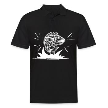 Fischen 5 - - Männer Poloshirt - Schwarz - Vorne - Kai (181cm)