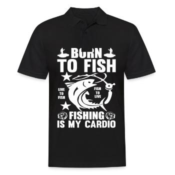 Born to fish Fishing is my heartbeat - - Men's Polo Shirt - black - Front - Kai (181cm)