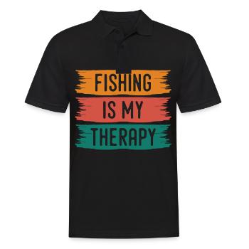 La pêche est ma thérapie - - Polo Homme - noir - Devant - Kai (181cm)