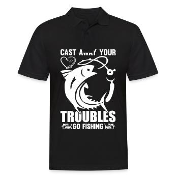 Throw away your worries, go fishing 1 - - Men's Polo Shirt - black - Front - Kai (181cm)