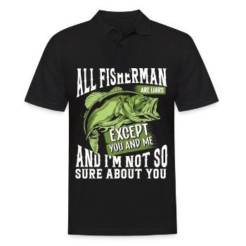 All anglers are liars, except you and me, and - Men's Polo Shirt - black - Front - Kai (181cm)