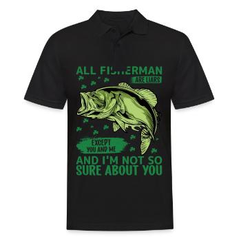 All fishermen are liars, except you and me, and - Men's Polo Shirt - black - Front - Kai (181cm)
