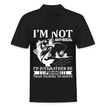I'm not antisocial, I'd just rather fish - Men's Polo Shirt - black - Front - Kai (181cm)