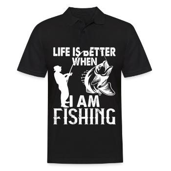 Life is better when I'm fishing - - Men's Polo Shirt - black - Front - Kai (181cm)