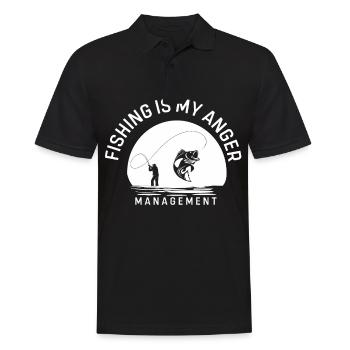 Angeln ist mein Wutmanagement - - Männer Poloshirt - Schwarz - Vorne - Kai (181cm)