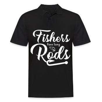 Fischer haben lange Ruten - - Männer Poloshirt - Schwarz - Vorne - Kai (181cm)