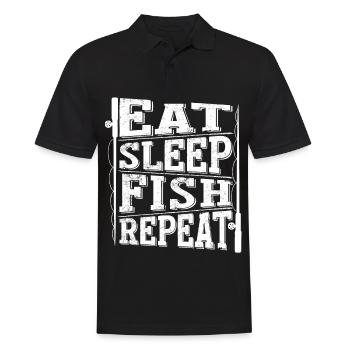 Manger du sommeil Poisson Répéter 2 - - Polo Homme - noir - Devant - Kai (181cm)